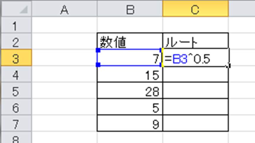 Excel エクセルでルート 平方根 の計算を行う方法 Sqrtの使用方法