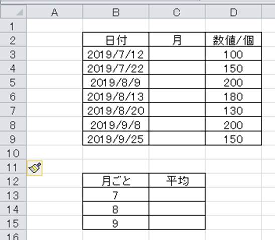 Excel エクセルで月ごとの平均を出す方法 月毎の平均