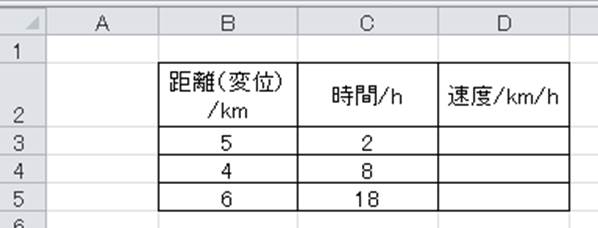 Excel エクセルで距離 位置 と時間から速度計算をする方法 速さの求め方