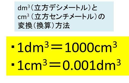 dm3（立方デシメートル）とcm3（立方センチメートル）の換算（変換）方法 計算問題を解いてみよう
