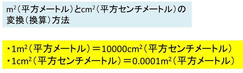 M2 平方メートル とcm2 平方センチメートル の換算 変換 方法